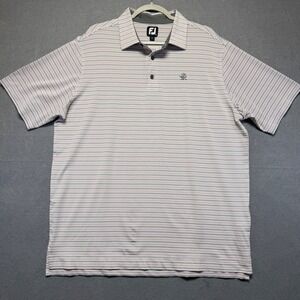 FootJoy Mens XL Striped Performance Golf Polo Pink Grey White Short Sleeve Shirt
